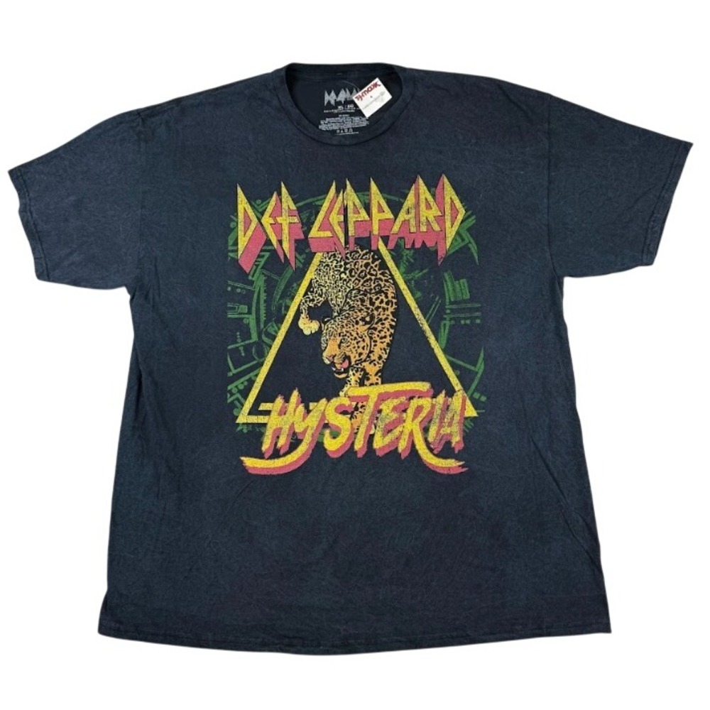 Def Leppard Hysteria 1988 Tour Graphic T-Shirt XL Charcoal Grey Acid Wash NWT